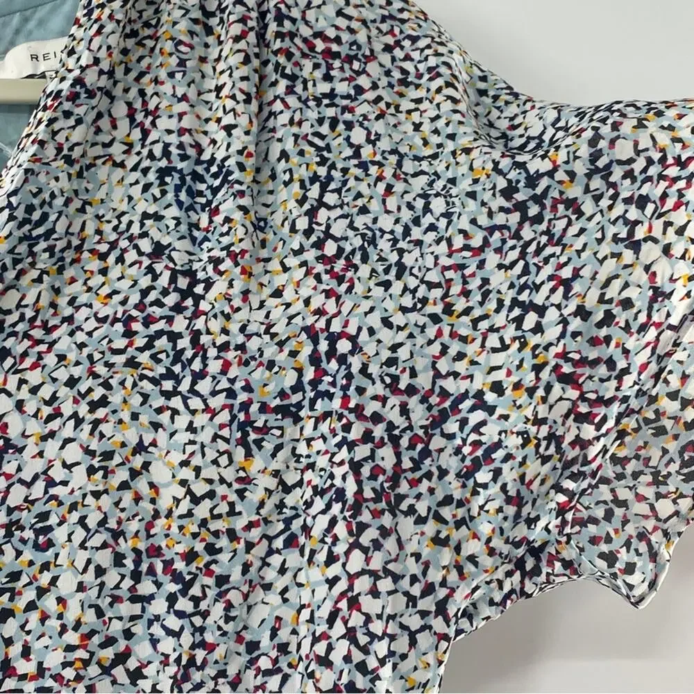 Reiss Ditsy Mosaic Print Silk Casual Dress Size 8 Medium Femme Multicolor Prose